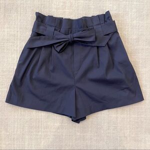 Zara Navy Blue Ruffle Pleated Waist Tie Shorts S